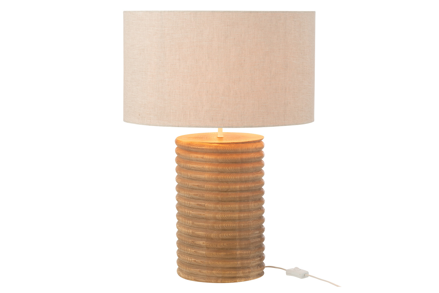 Wooden Threaded Table Lamp | Brown/Beige