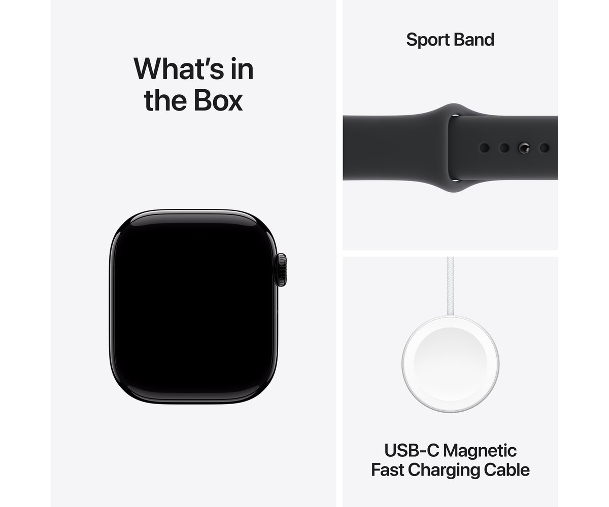 Apple Watch Series 11 | GPS | 46mm | Jet Black Aluminium | Black Sport Band | M/L