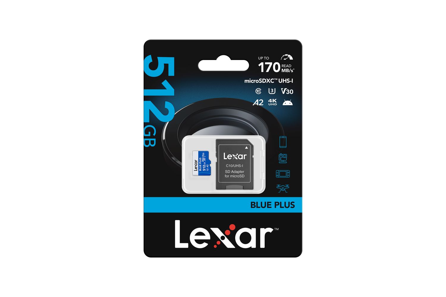 Lexar Blue Plus Microsdxc UHS-I Memory Card with SD Adapter | 512GB