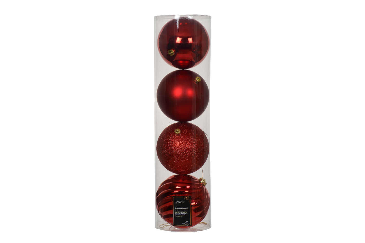 Christmas Decoration | 14cm Shatterproof Baubles | Red | Pack of 4