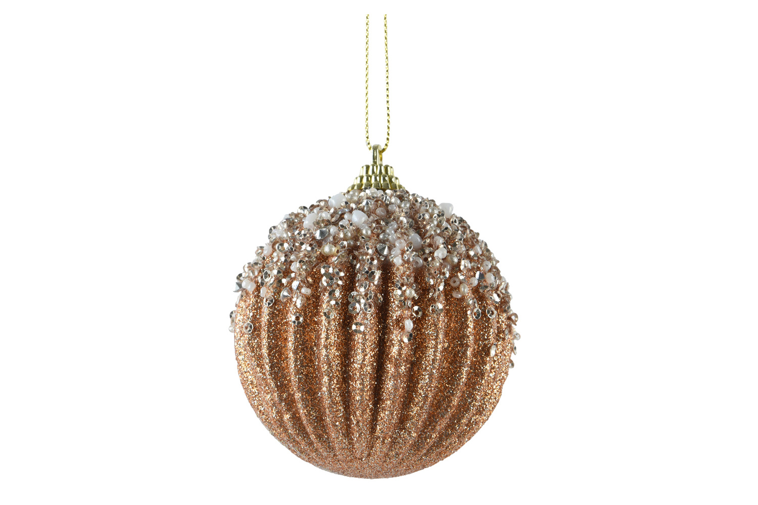 Christmas Decoration | 8cm Shatterproof Bauble | Pearl/Brandy
