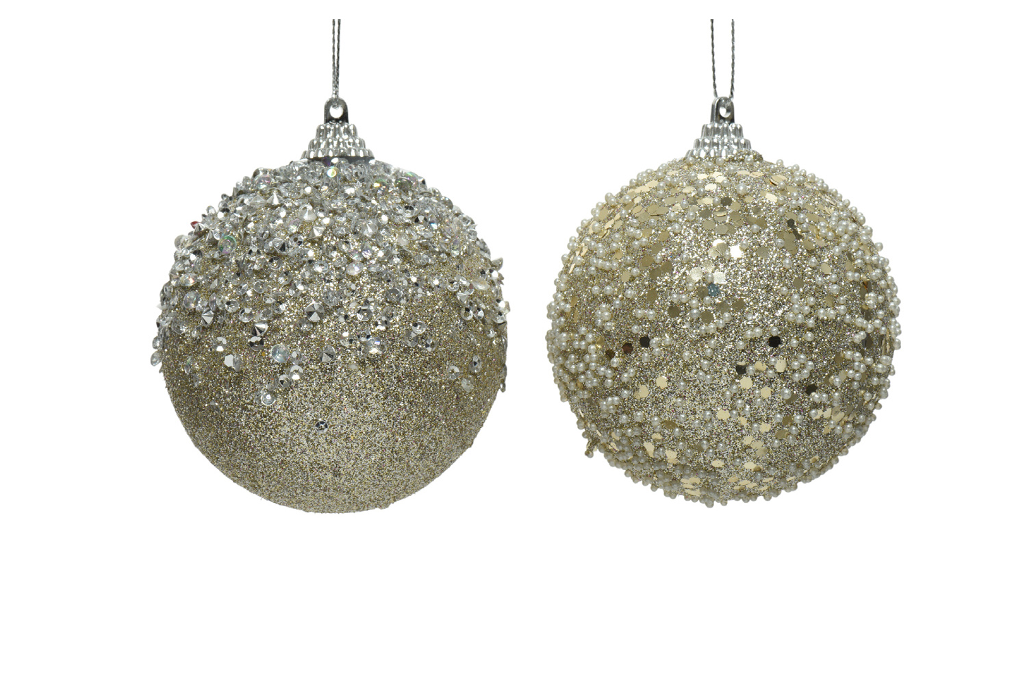 Christmas Decoration | 10cm Shatterproof Bauble | Champagne | Sold Individually – Random Style