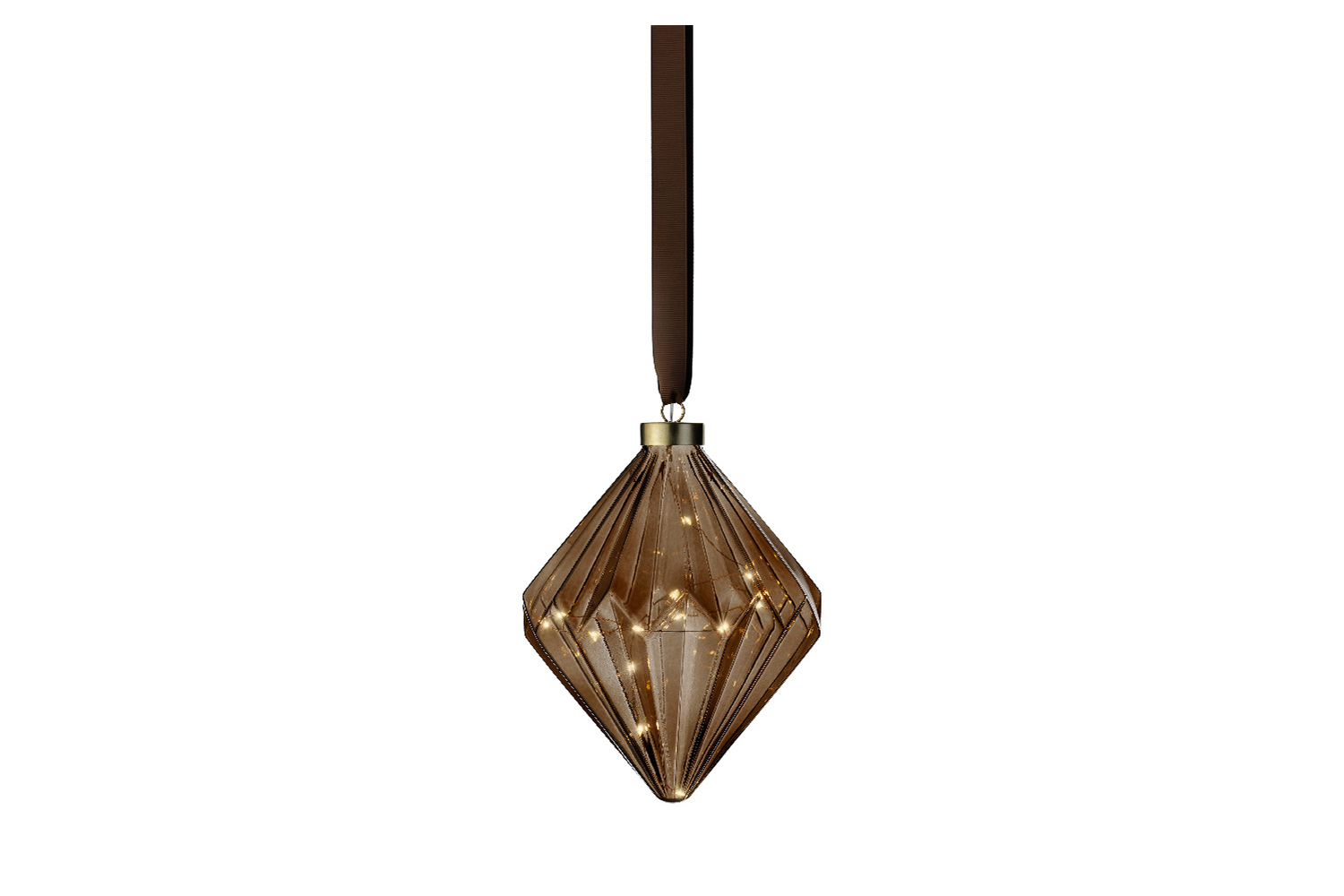 Christmas Decoration | Micro LED Diamond | Brown/Warm White | 16cm