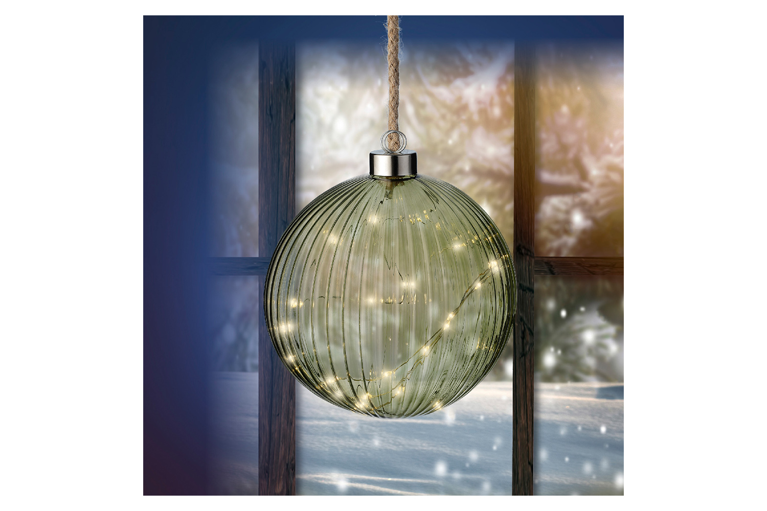 Christmas Decoration | Micro LED Ball | Green/Warm White | 14cm