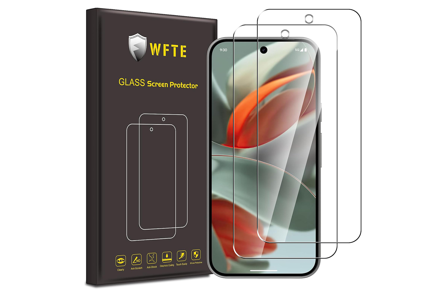 WFTE Google Pixel 9/Google Pixel 9 Pro Screen Protector | Pack of 2