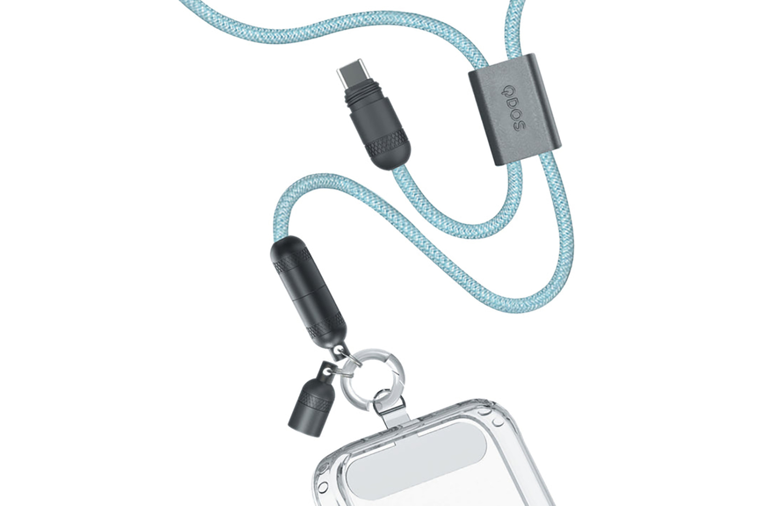 QDOS Powerloop 2-in-1 Lanyard with USB-C Cable | Blue