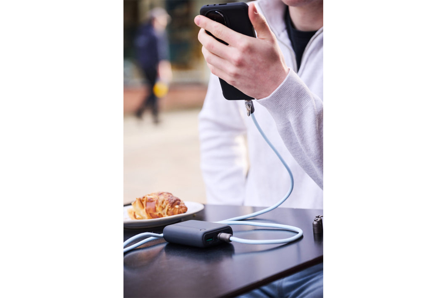 QDOS Powerloop 2-in-1 Lanyard with USB-C Cable | Blue