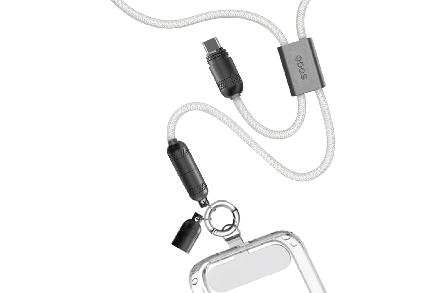 QDOS Powerloop 2-in-1 Lanyard with USB-C Cable | White
