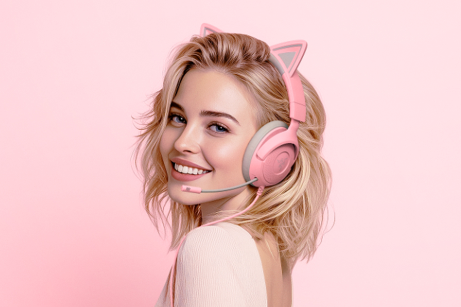 Razer Kraken Kitty V3 X Over-Ear Wired Gaming Headset | Quartz