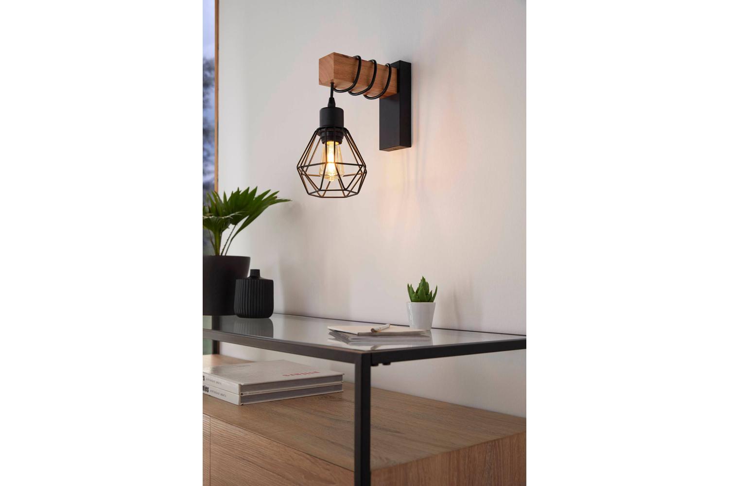 Eglo | Townshend 5 Industrial Wall Light | Brown/Black