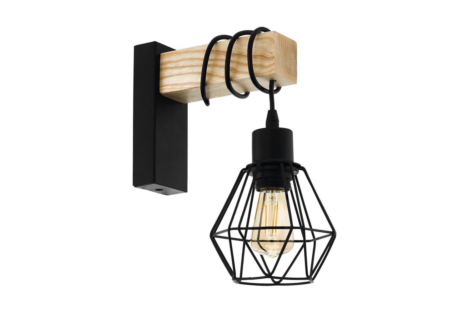 Eglo | Townshend 5 Industrial Wall Light | Brown/Black