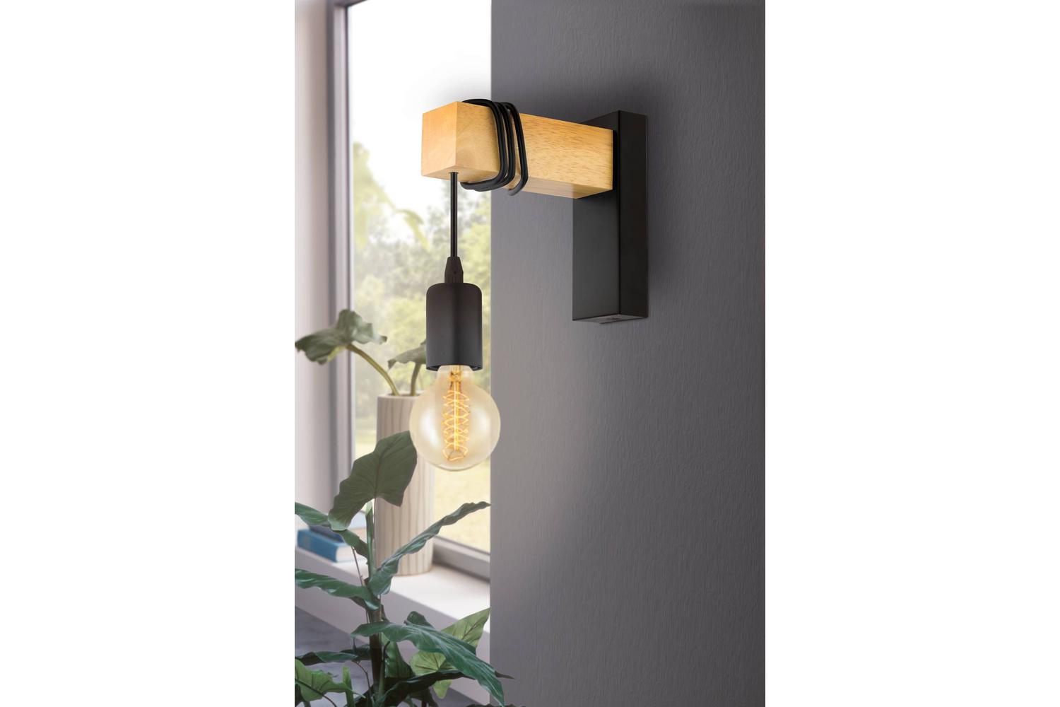 Eglo | Townshend 3 Industrial Wall Light | Brown/Black