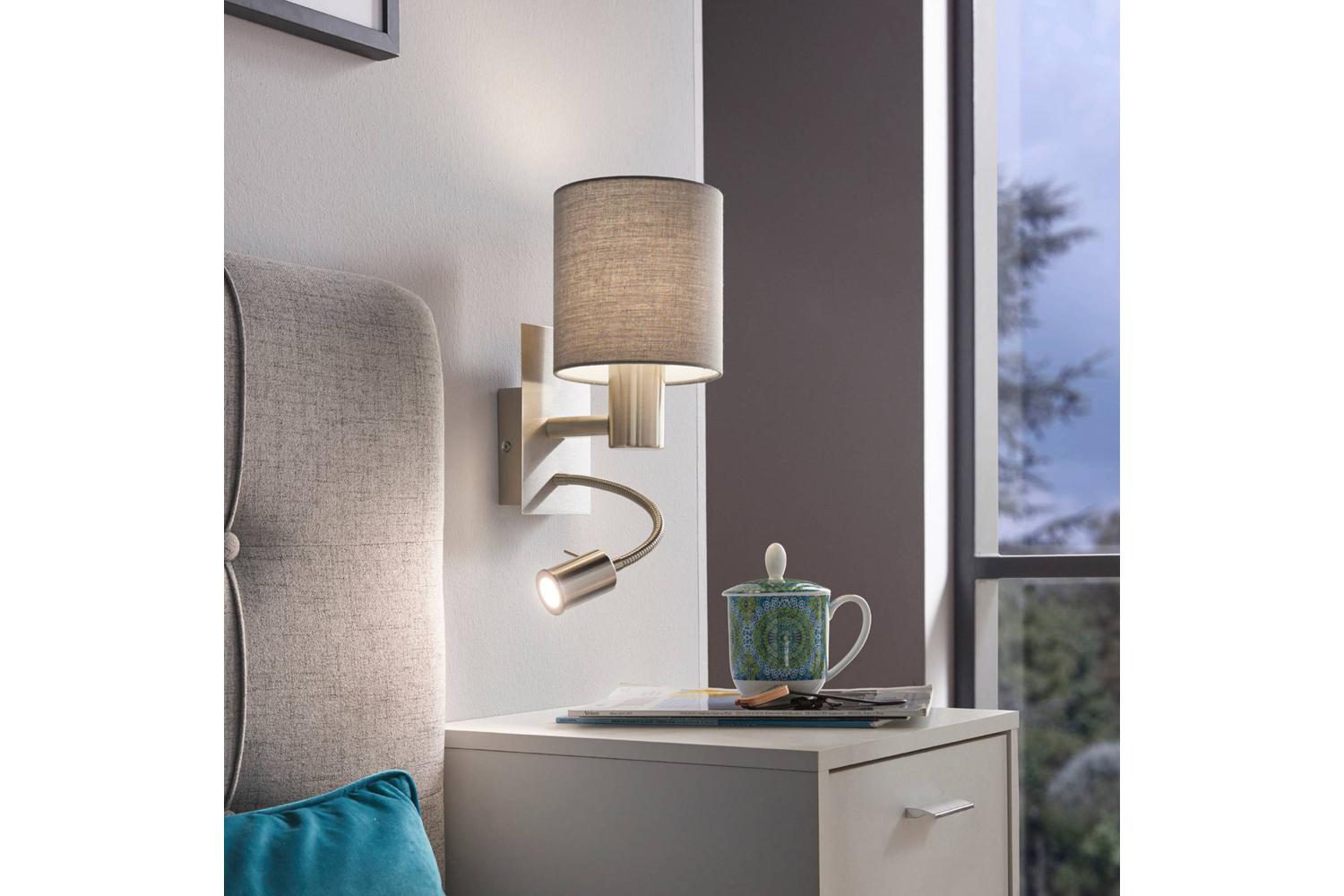 Eglo | Pasteri LED Wall Light with Reading Light | Nickel/Grey