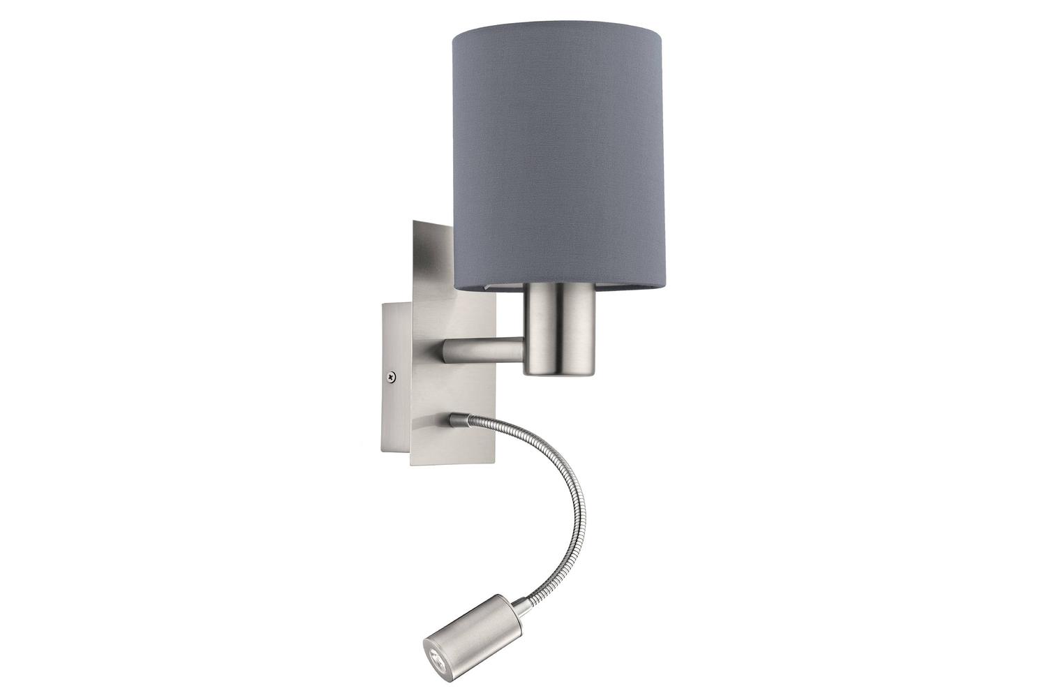 Eglo | Pasteri LED Wall Light with Reading Light | Nickel/Grey