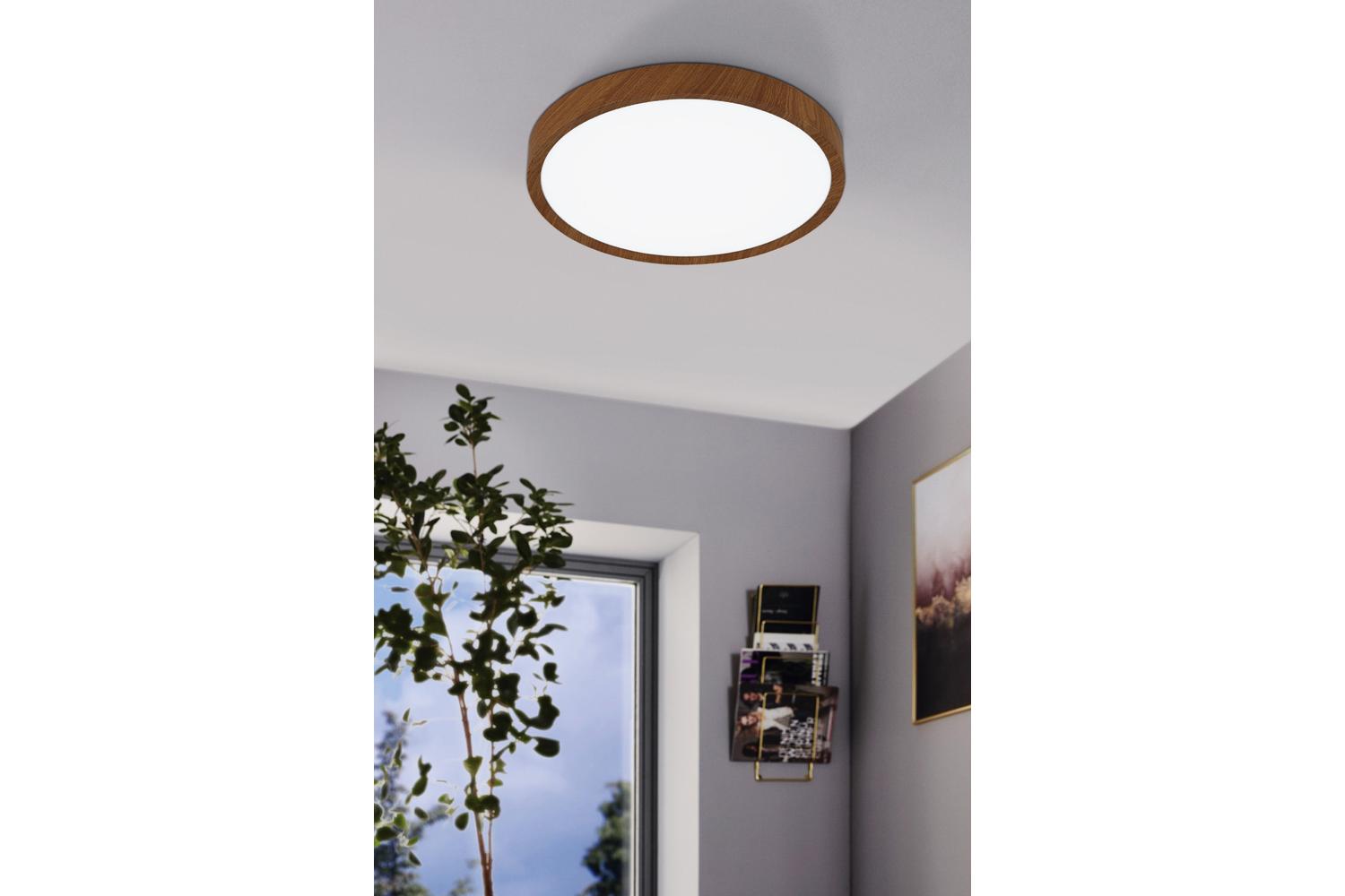 Eglo | Musurita Wood Effect  Circular LED Ceiling Light | Brown