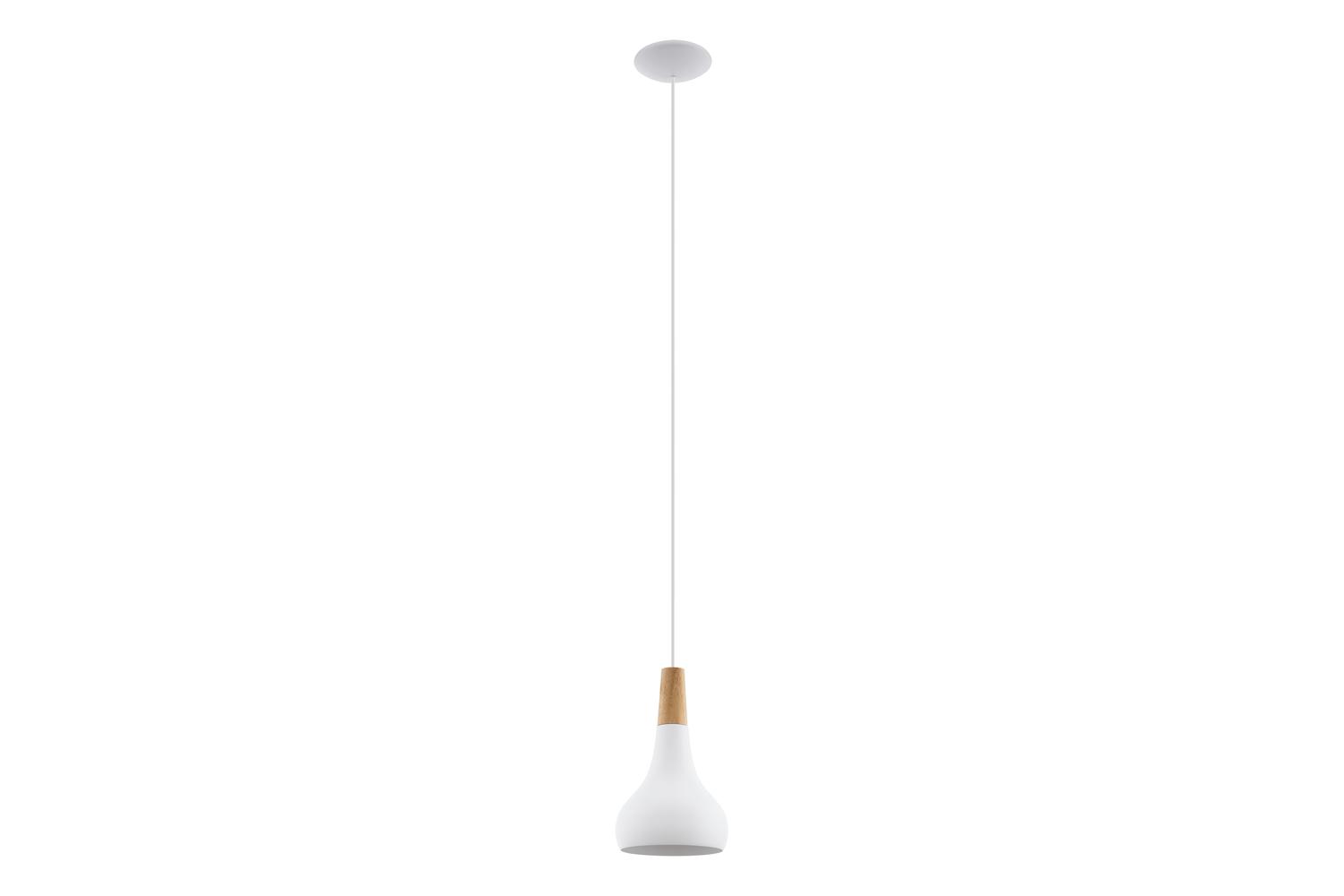 Eglo | Sabinar Metal and Wood Pendant Light | 18 cm | White