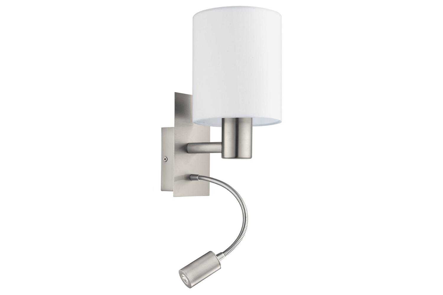 Eglo | Pasteri LED Wall Light with Reading Light | Nickel/White