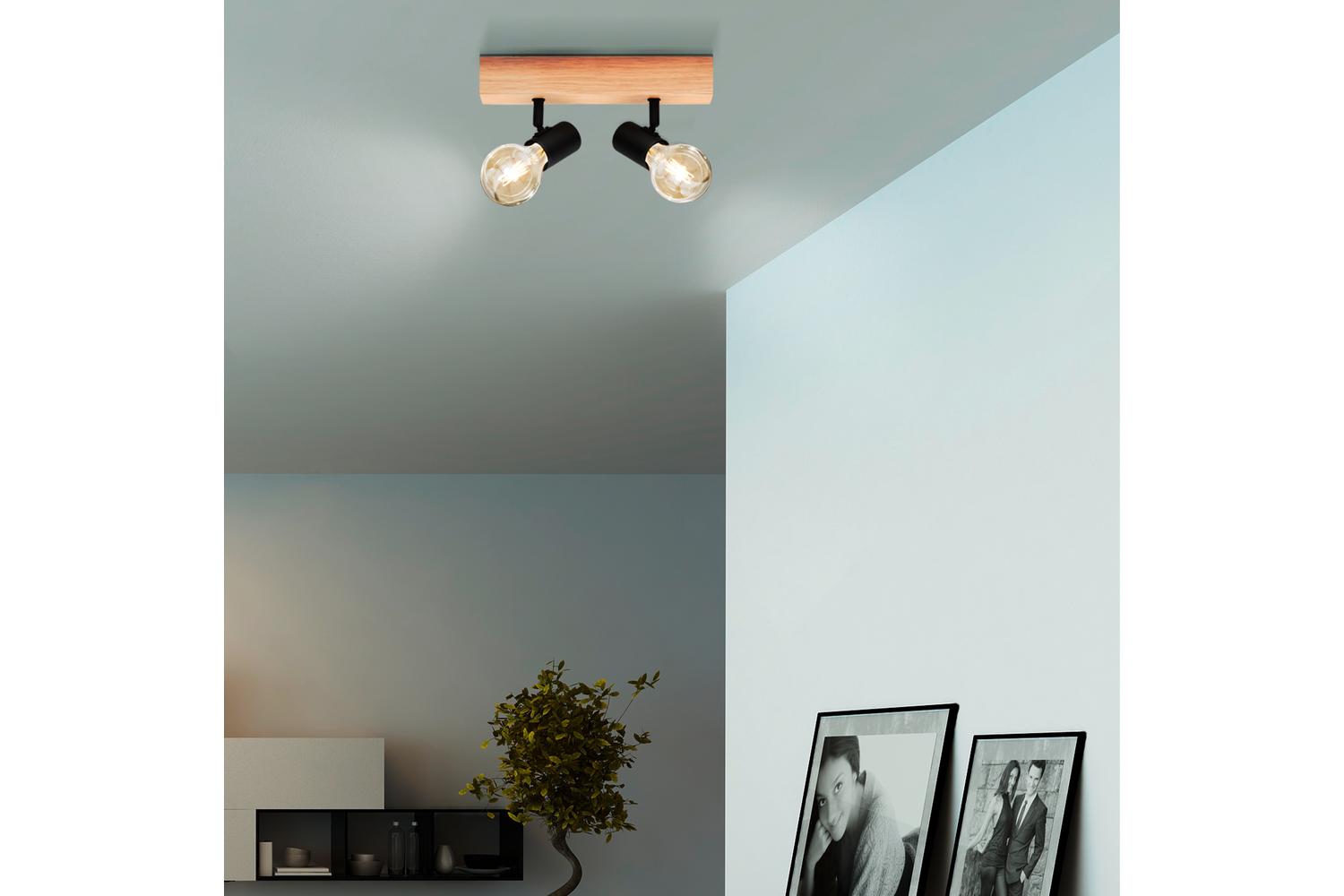 Eglo | Townshend 3 Industrial 2-light Ceiling Spotlight | Brown/Black