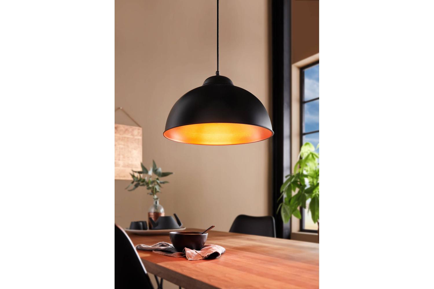 Eglo | Truro 2 Domed Pendant Light | Black/Copper