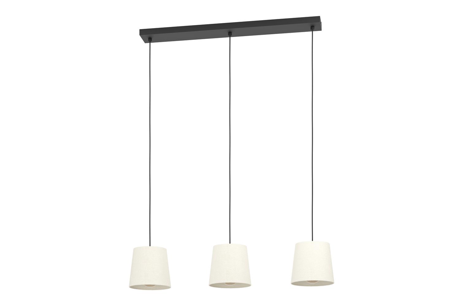 Eglo | Febres Fabric and Steel Shade 3-light Pendant Light | Black/White