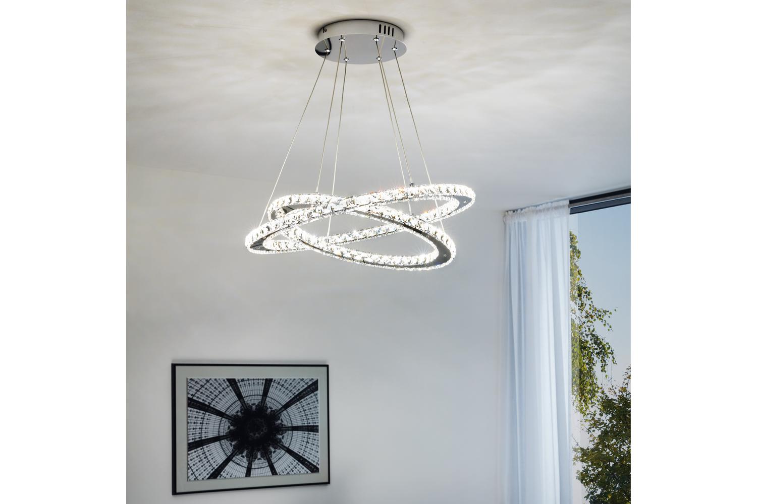 Eglo | Varrazo Clear Glass Pendant Light | Chrome/Clear Glass
