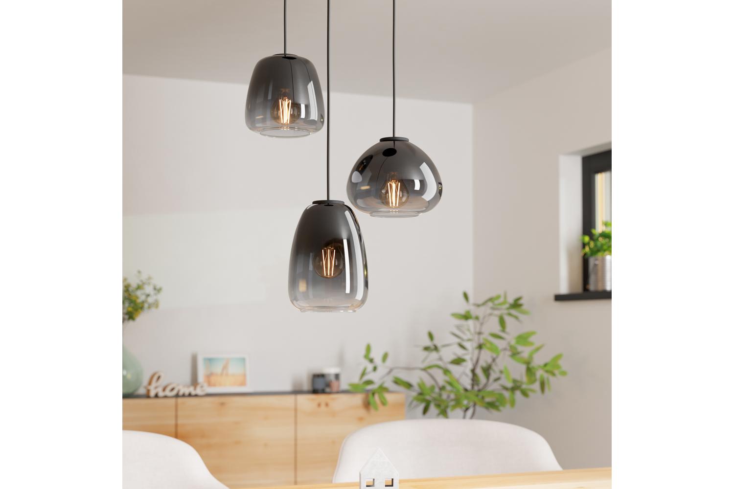 Eglo | Aguilares Gradient 3-light Pendant Light | Black/Grey