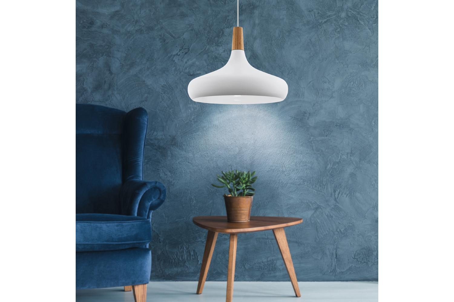 Eglo | Sabinar Metal and Wood Pendant Light | 40 cm | White