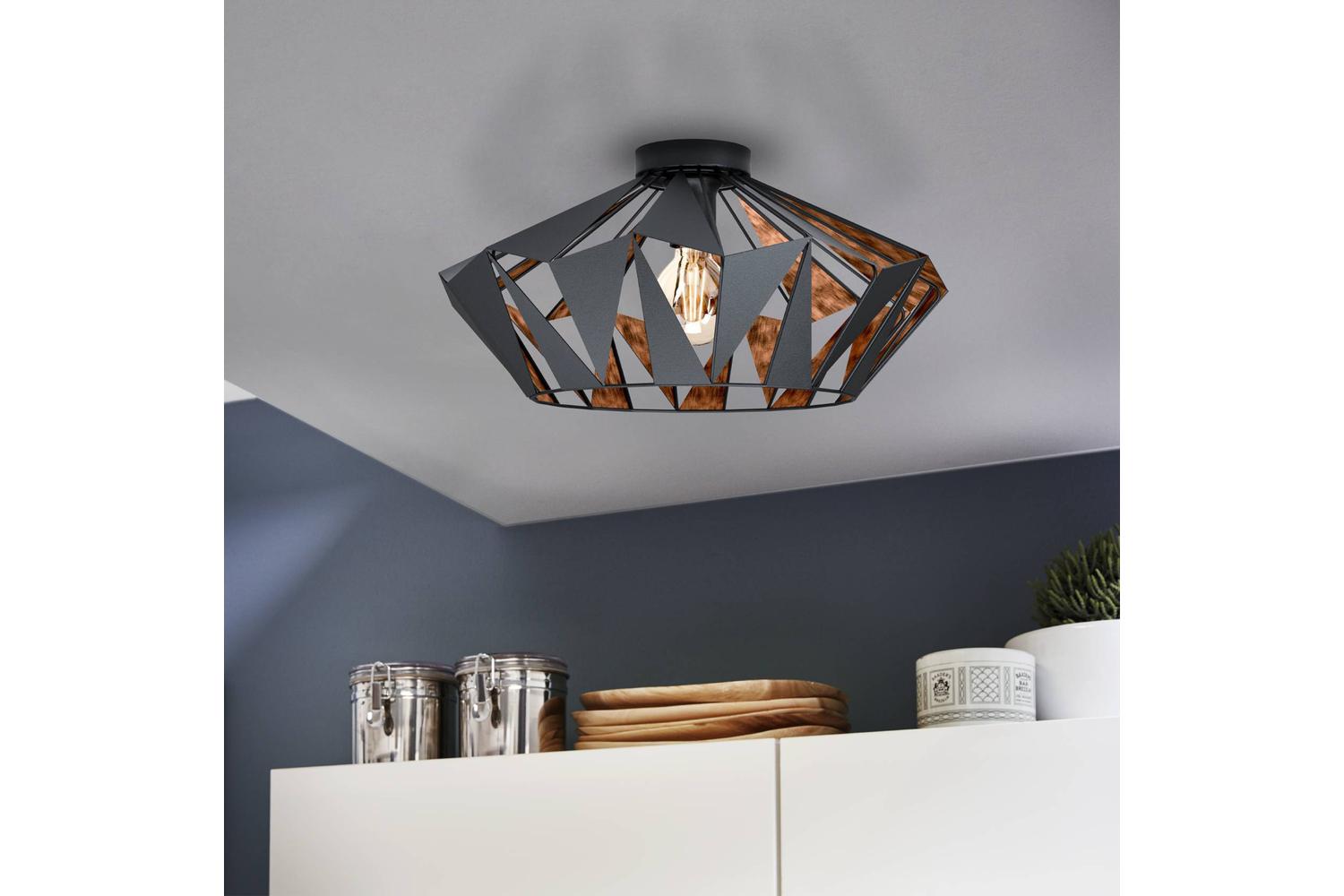Eglo | Carlton Geometric Ceiling Light | Black/Copper