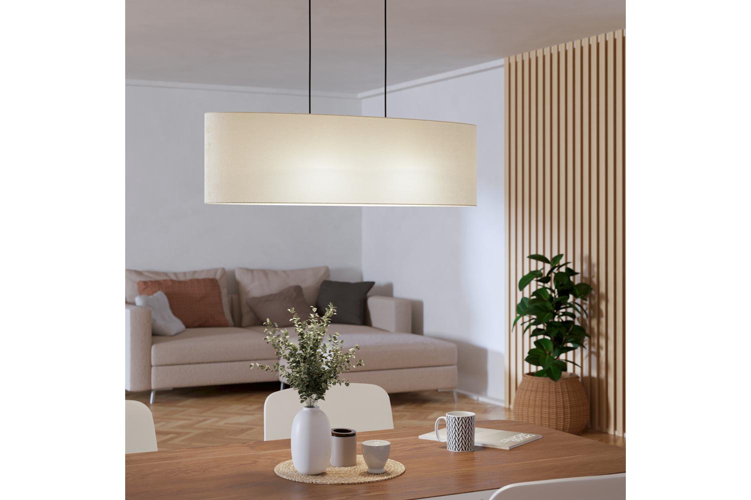 Eglo | Febres Fabric and Steel Shade Pendant Light | Black/White