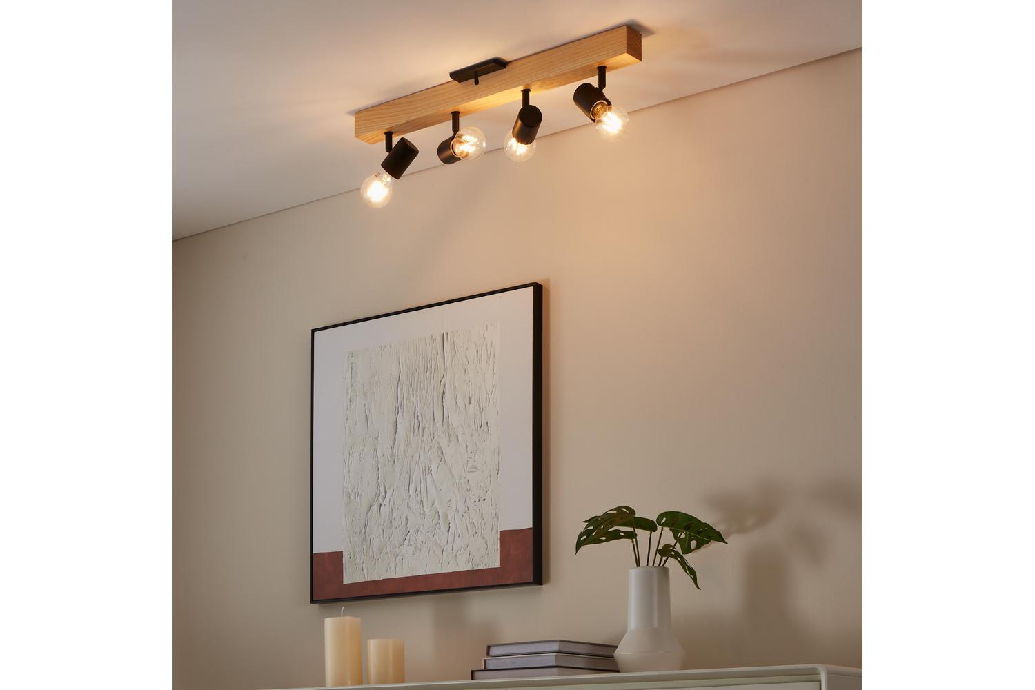 Eglo | Townshend 3 Industrial 4-light Ceiling Spotlight | Brown/Black