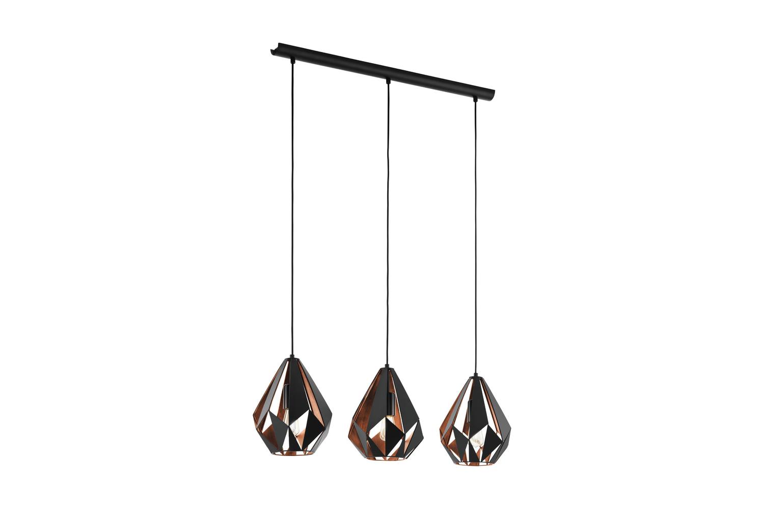 Eglo | Carlton Geometric 3-light Pendant Light | Black/Copper