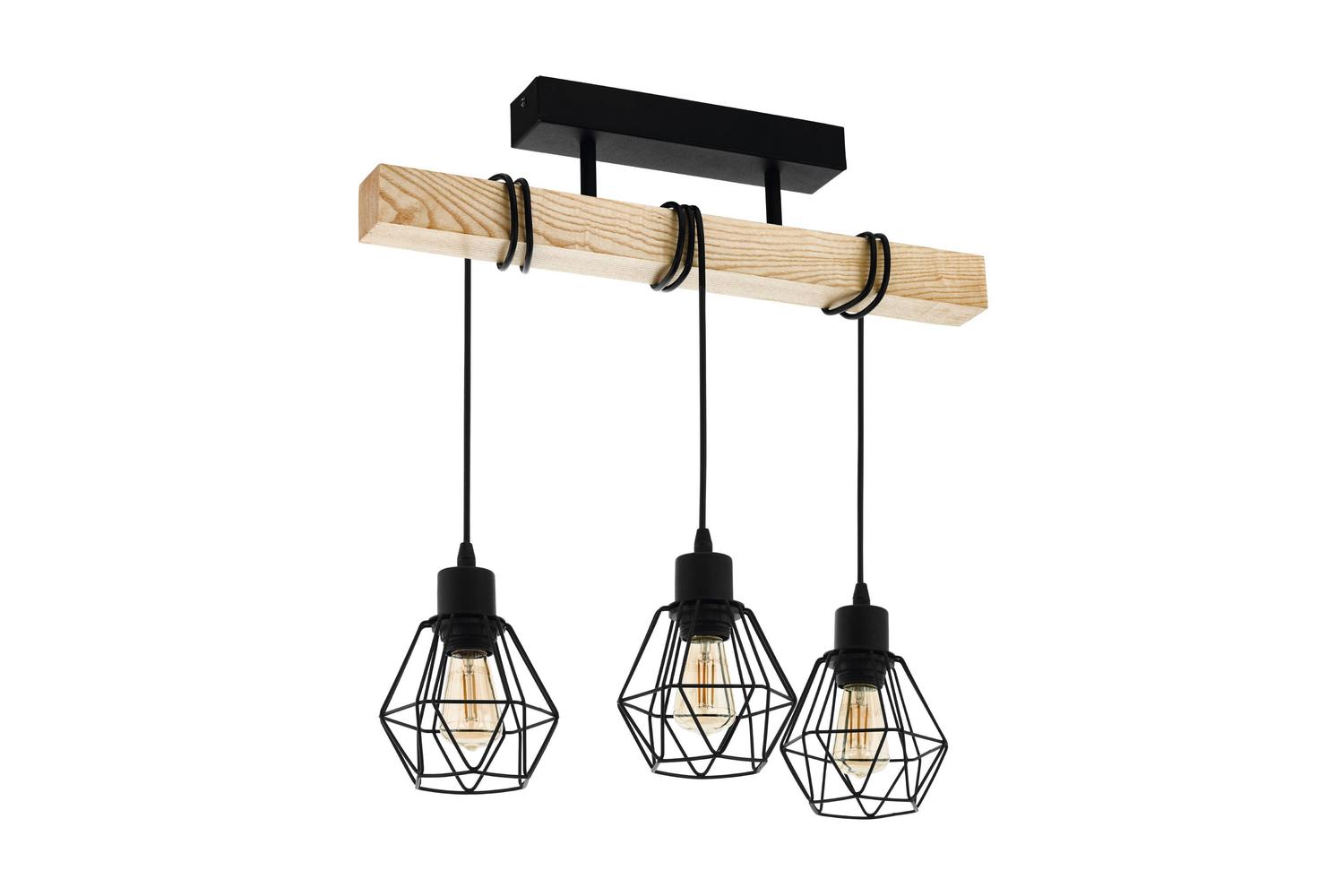 Eglo | Townshend 5 Industrial 3-light Ceiling Pendant | Brown/Black