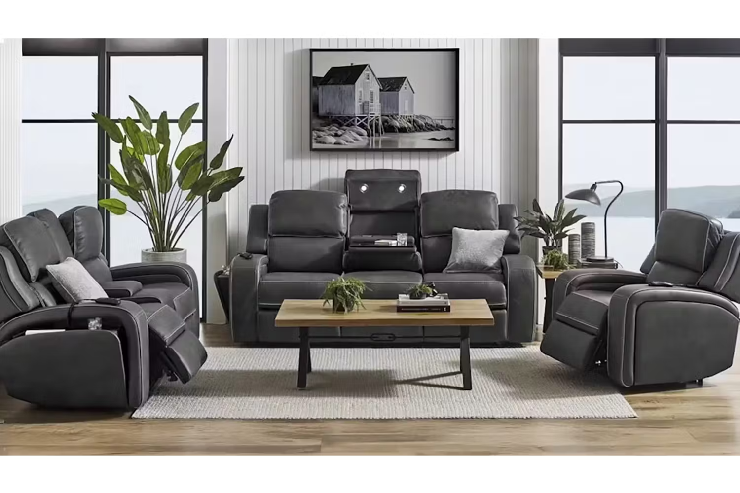 Shobi 2 Seater Sofa | Power Recliner | Console | Heated & Massage Seat | Fabric