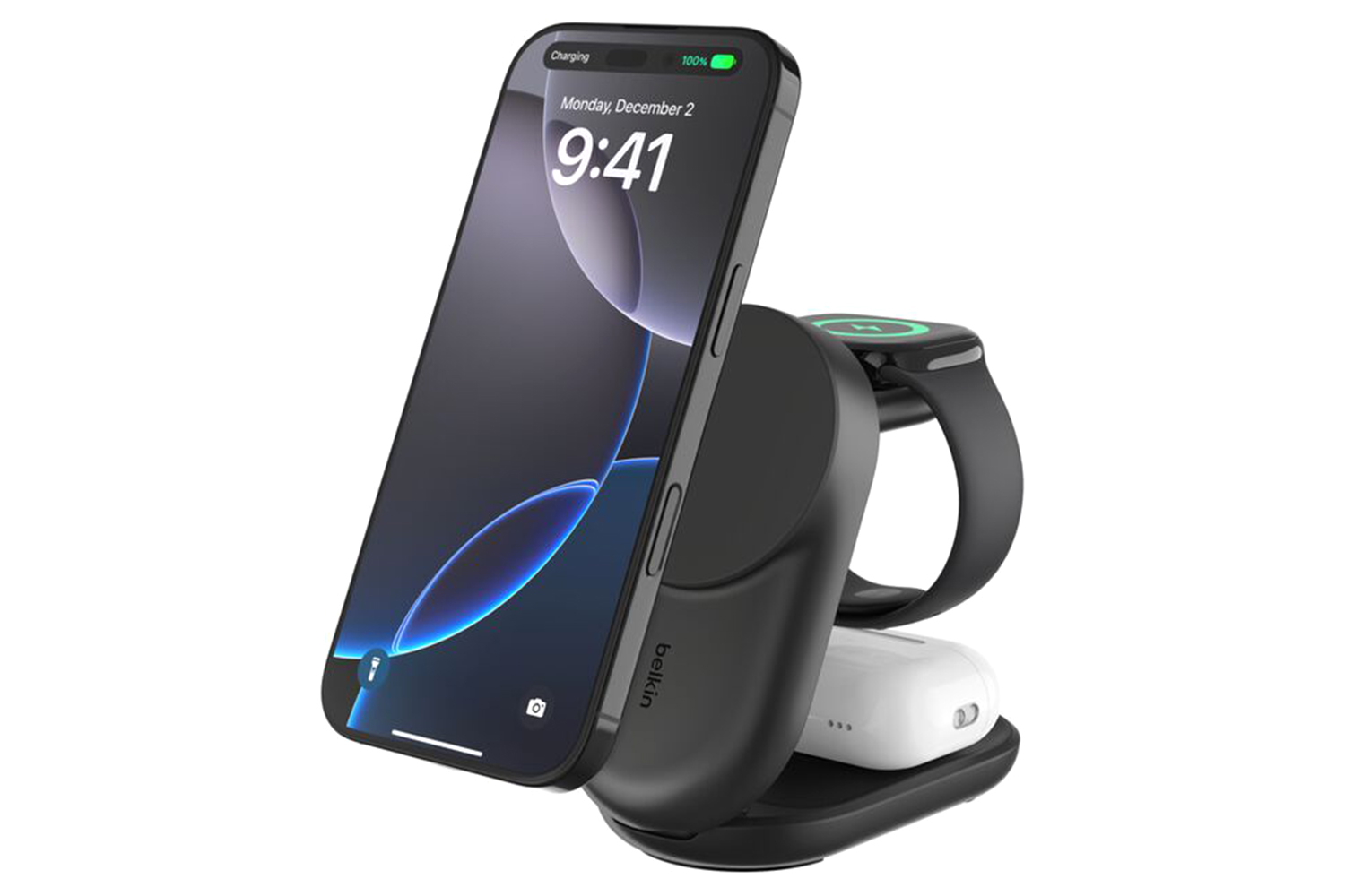 Belkin UltraCharge 25W 3-in-1 Foldable Magnetic Charger with Qi2 | Black