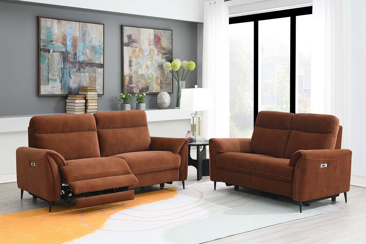Arbour 3 Seater Sofa | Power Recliner | Fabric | Rust