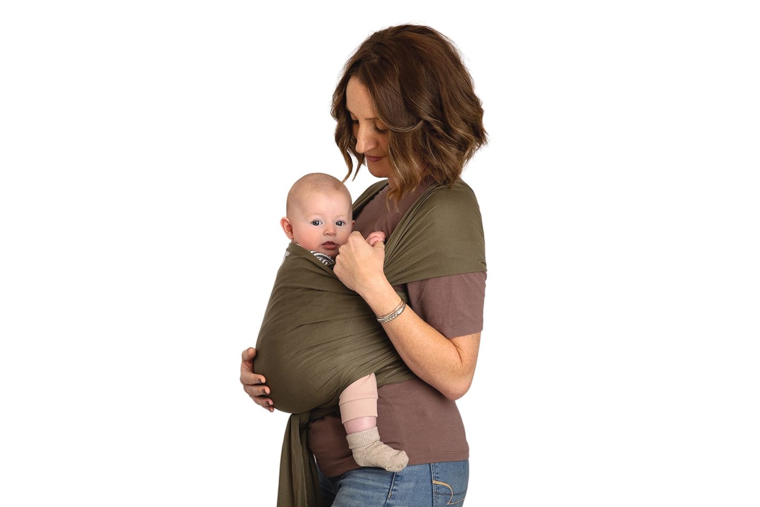 Stretchy Baby Wrap Organic Cotton Forest Green