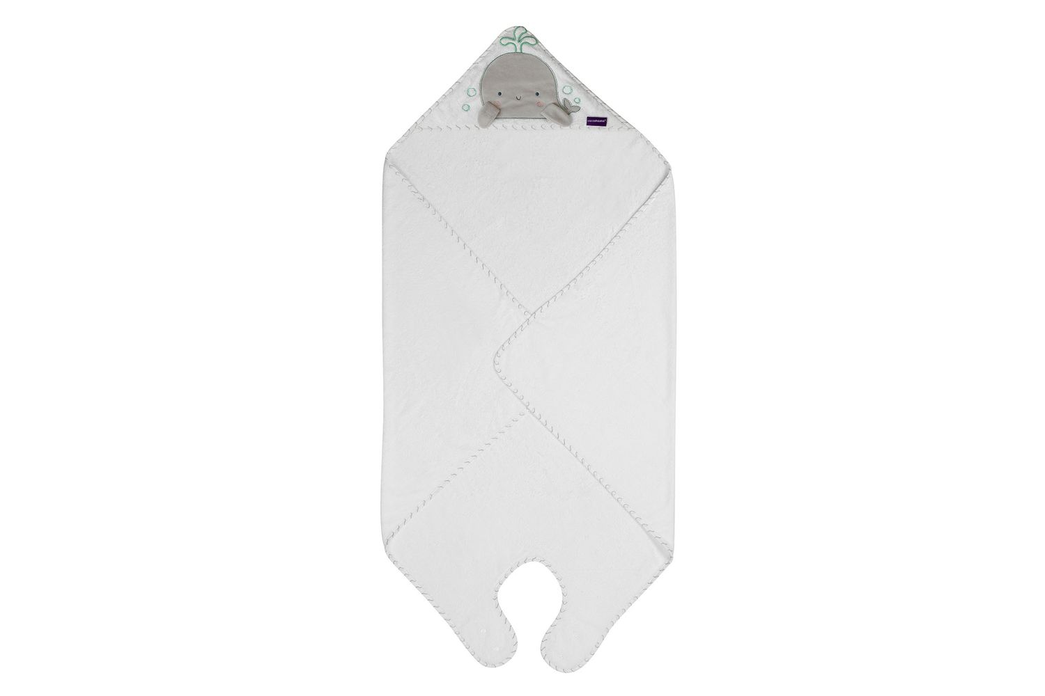 Bamboo Extra Large Apron Baby Bath Towel - White Grey -vat At Zero Rate