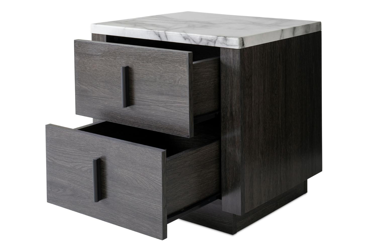 Aspen Bedside Table | 2 Drawer | Marble Effect Top
