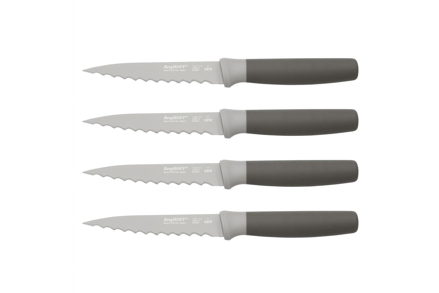 Berghoff 4 Piece Steak Knife Set | Stainless Steel | Grey
