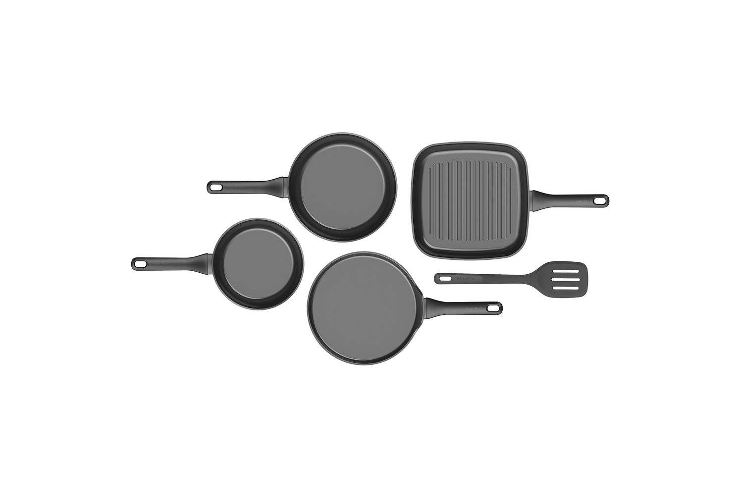 Berghoff Helix Frying Pan Set With Turner | Non-stick Recycled Aluminium | 4 Piece