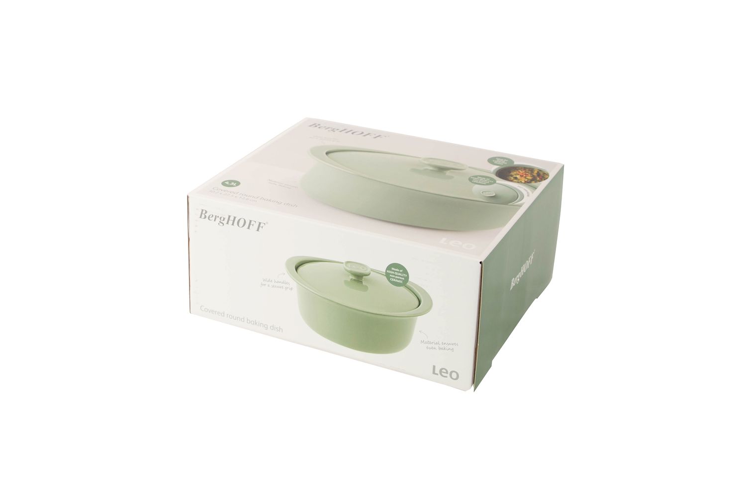 Berghoff Covered Round Baking Dish 4.5l Balance Sage | Baking Dish | Stoneware | 4.5 Litre