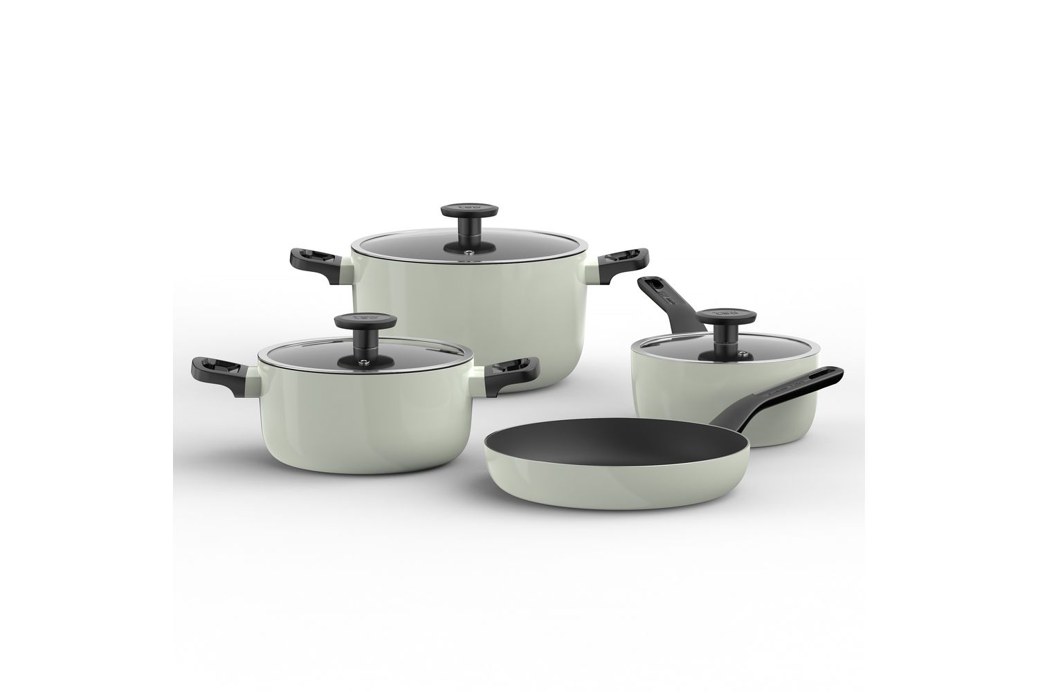 Berghoff 7pc Cookware Set Non-stick Glints Sage | Cookware Set | Aluminium | Green