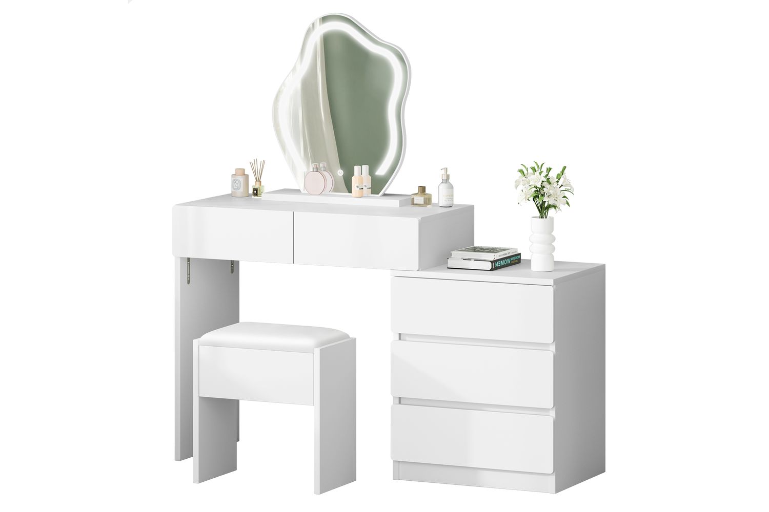 Alfordson Makeup Vanity Desk | Dressing Table Set | White