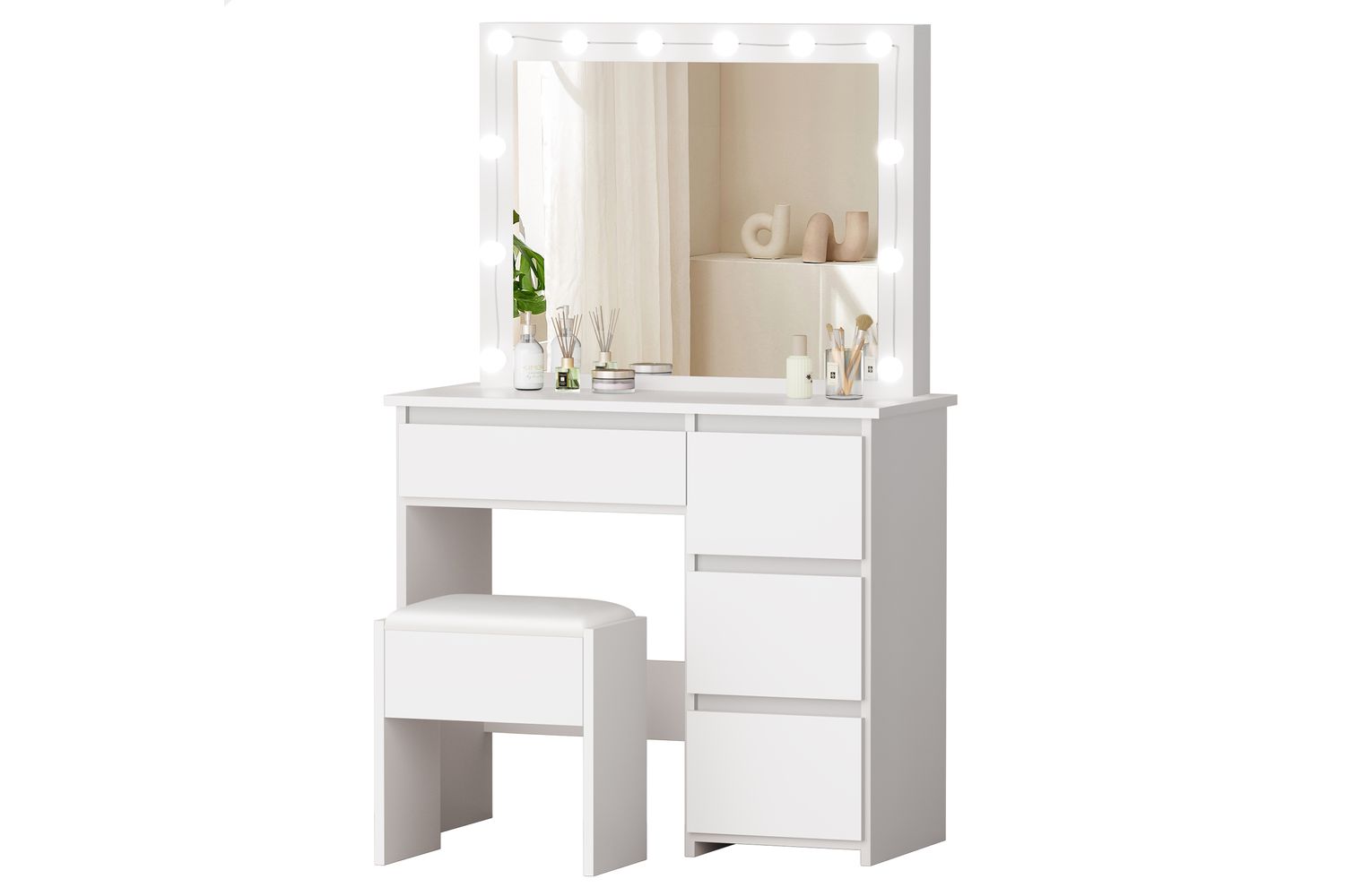 Alfordson Vanity Desk Set | Vanity Desk | White | 90cm