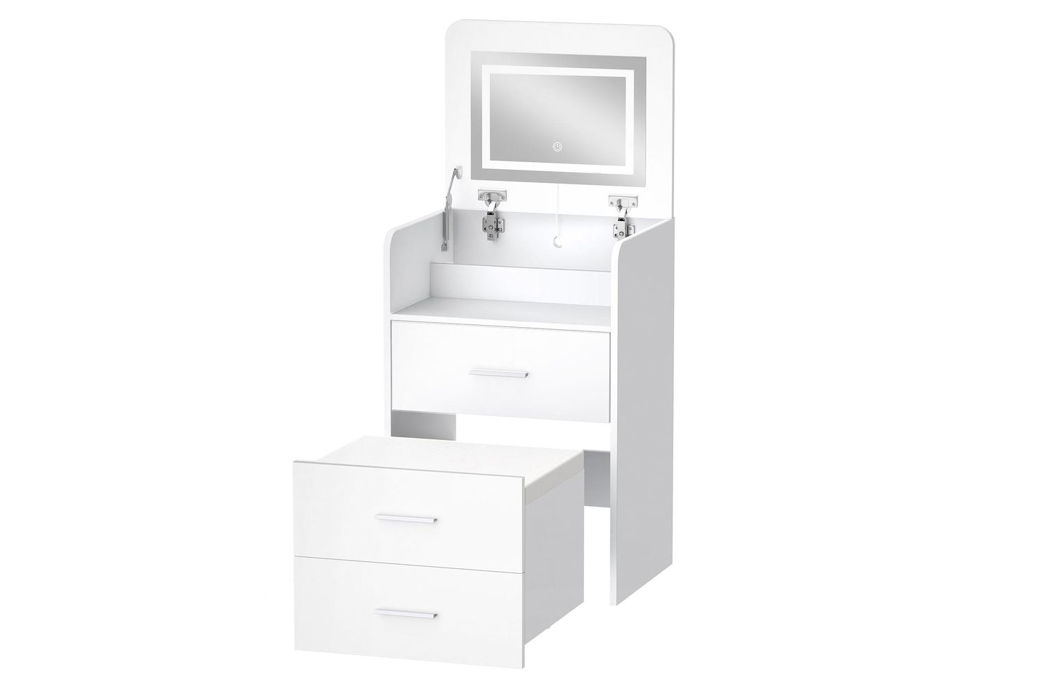 Alfordson Elegant Vanity Desk | Illuminated Mirror | White | 50cm X 40cm X 75.5cm