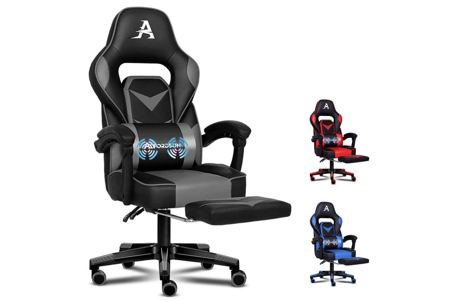 Alfordson Gaming Chair | Racing Executive | Pu Leather | Grey