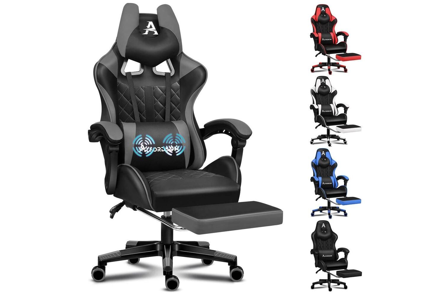 Alfordson Gaming Chair | High-back Faux Leather | Grey