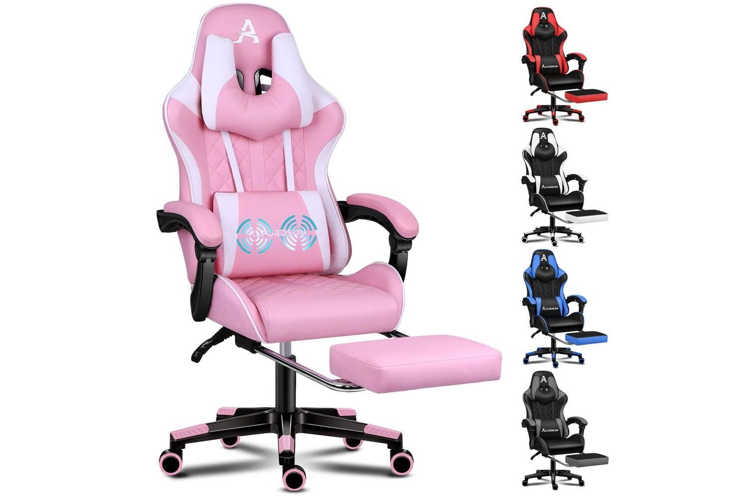 Alfordson Gaming Chair | High-back Faux Leather | Pink