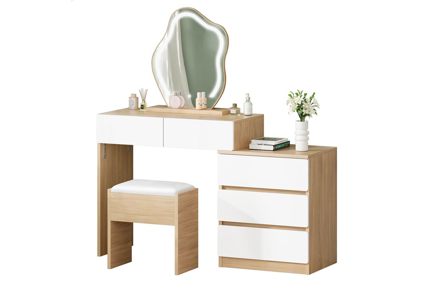 Alfordson Makeup Vanity Desk | Dressing Table Set | Wood | Adjustable Width