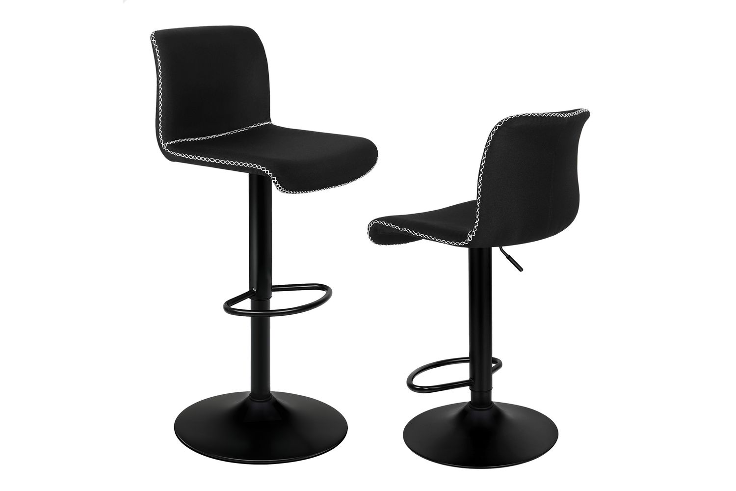 Alfordson Bar Stools Set Of 2 | Fabric Upholstery | Height Adjustable | Black
